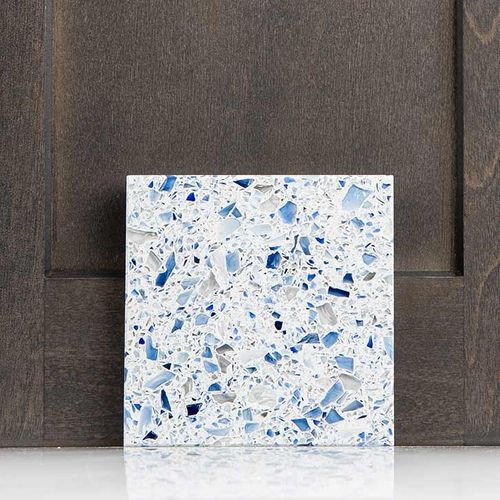 Kashmir Blue Color Recycled Glass Countertop Sample Curava